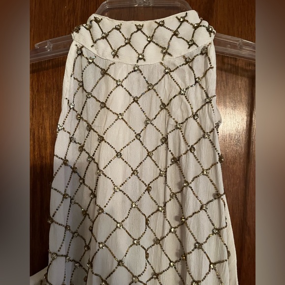 Free people cream and gold detail backless body suit size small - Picture 5 of 12